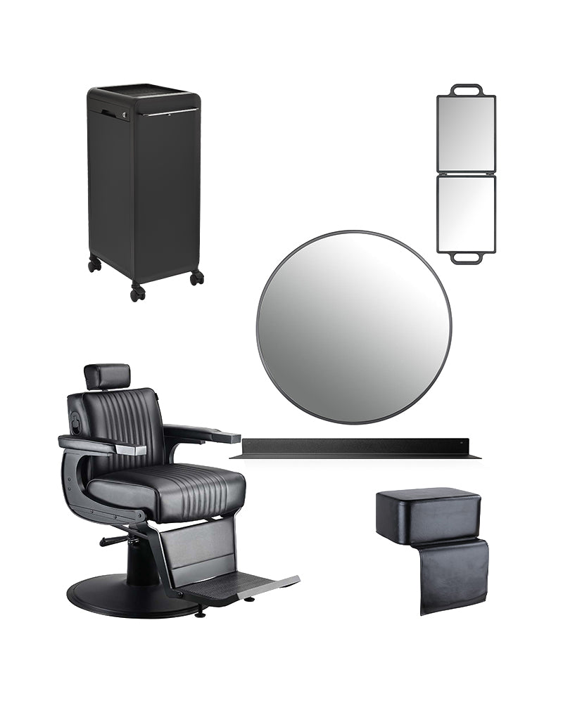 Kit de démarrage barber noir - avec 1 place client et équipement